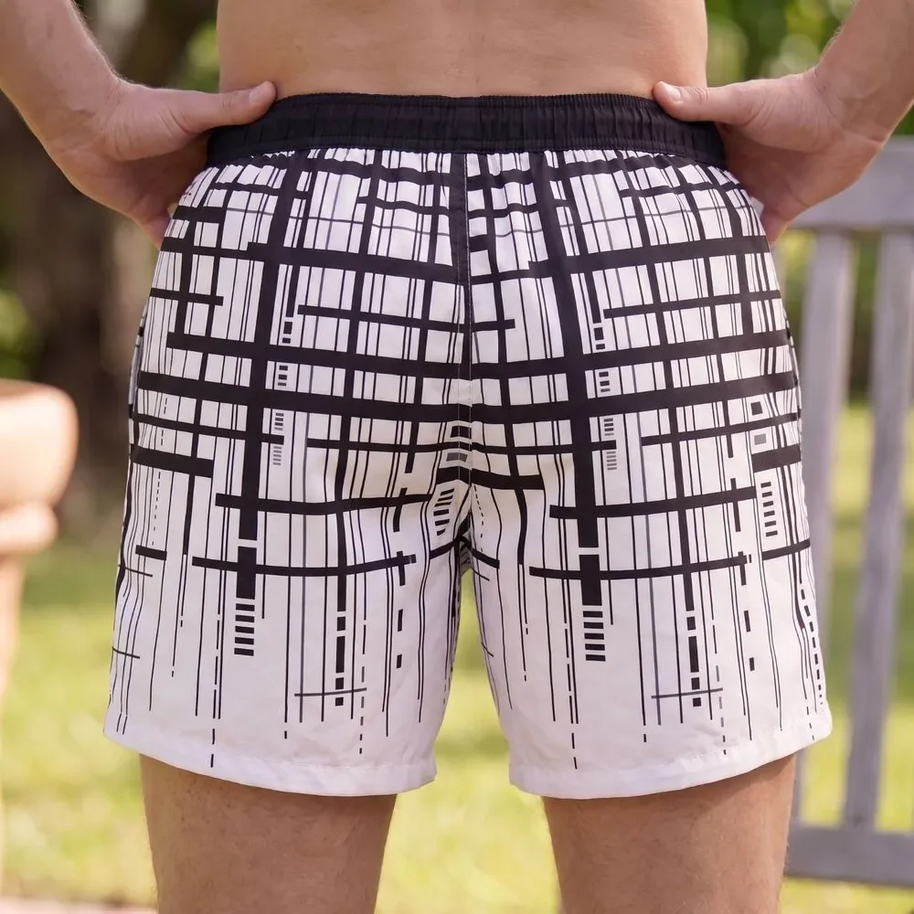 Hugo Boss Vintage Rare Swim Trunk Shorts Bathing Suit Short White Black L